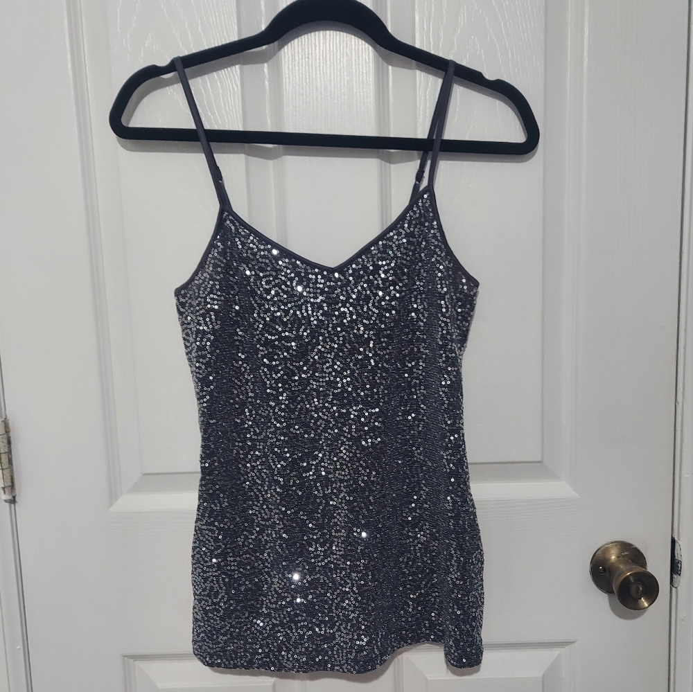 Express Silver Sequin Tank Top